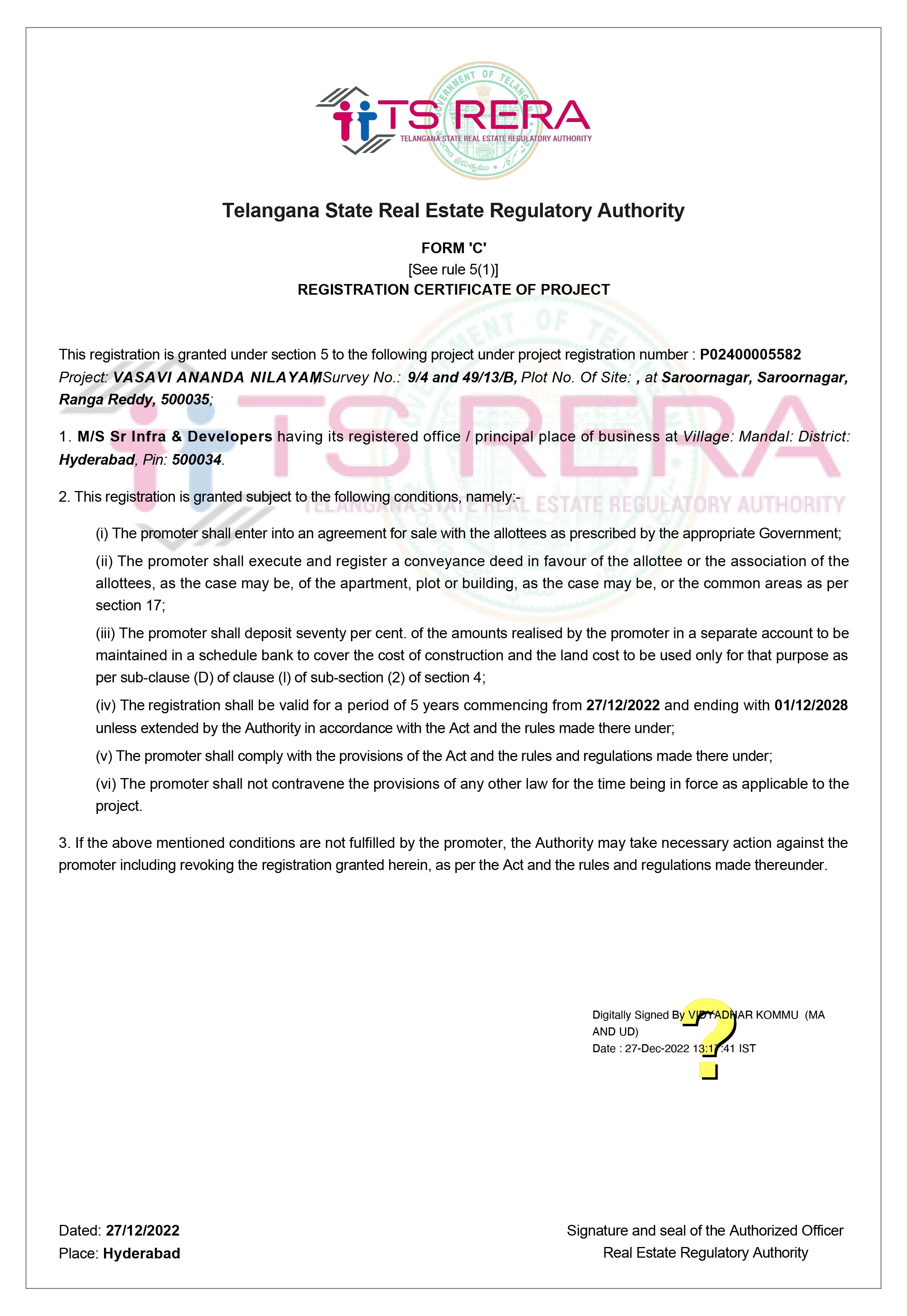 RERA Approval Certificate